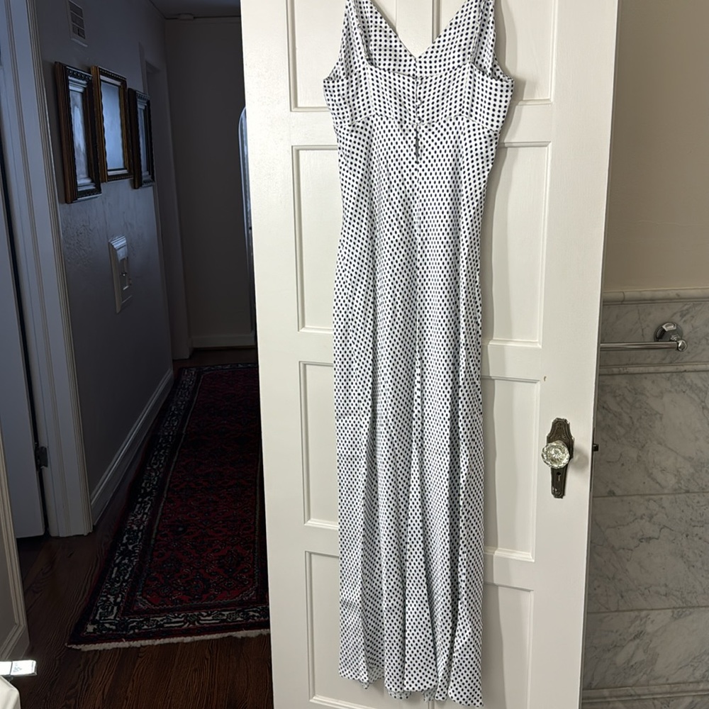 J.Crew Collection full-length luster crepe V-neck slip dress dot print BU220 - Picture 12 of 13